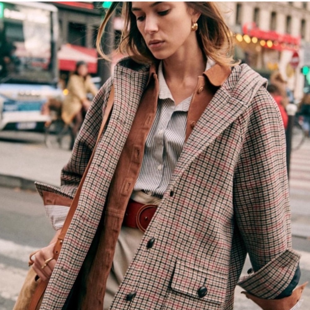 Sezane Suzon Coat in Lafayette Checks (XS/S) Like New BNWOT